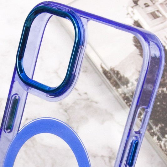 Чехол TPU Iris with MagSafe для Apple iPhone 14 (6.1") Синий - изображение 6