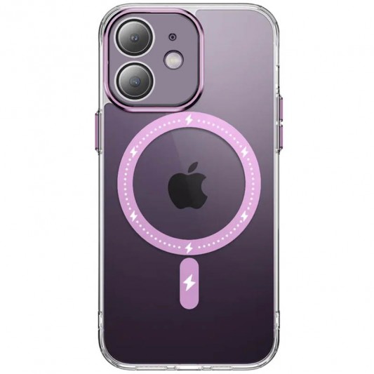 Чехол TPU+PC Colorful with MagSafe для Apple iPhone 12 (6.1") Pink