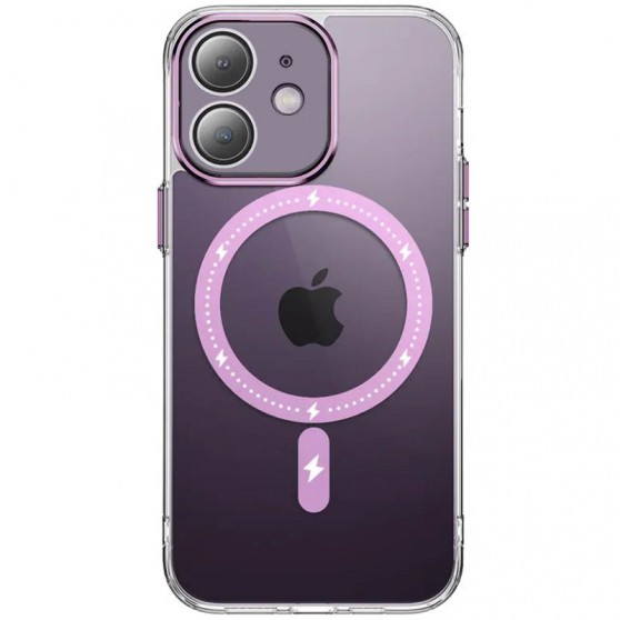 Чохол TPU+PC Colorful with MagSafe для Apple iPhone 12 (6.1") Pink