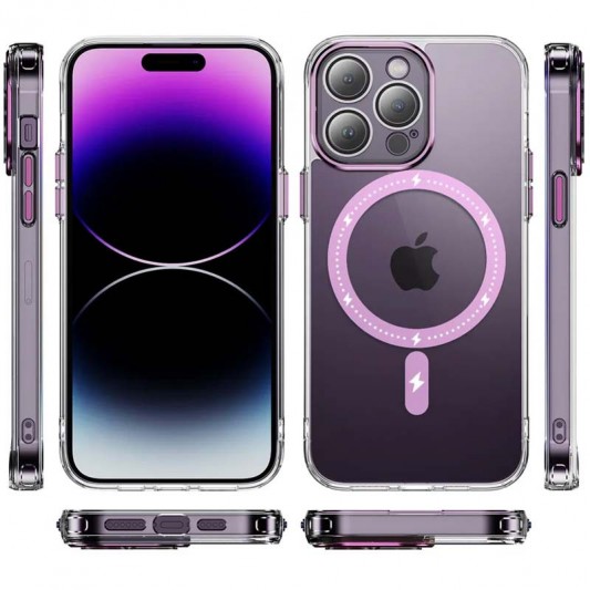 Чехол TPU+PC Colorful with MagSafe для Apple iPhone 12 Pro (6.1") Pink - изображение 2
