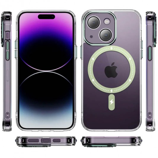 Чехол TPU+PC Colorful with MagSafe для Apple iPhone 13 (6.1") Green - изображение 1