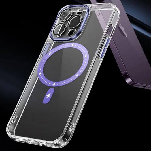 Чехол TPU+PC Colorful with MagSafe для Apple iPhone 13 Pro (6.1") Purple - изображение 7