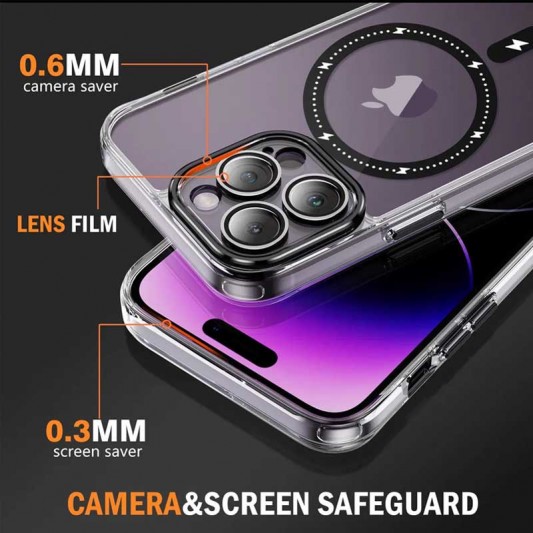 Чехол TPU+PC Colorful with MagSafe для Apple iPhone 13 Pro Max (6.7") Black - изображение 6