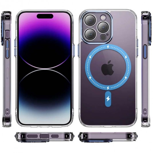 Чехол TPU+PC Colorful with MagSafe для Apple iPhone 13 Pro Max (6.7") Blue - изображение 2
