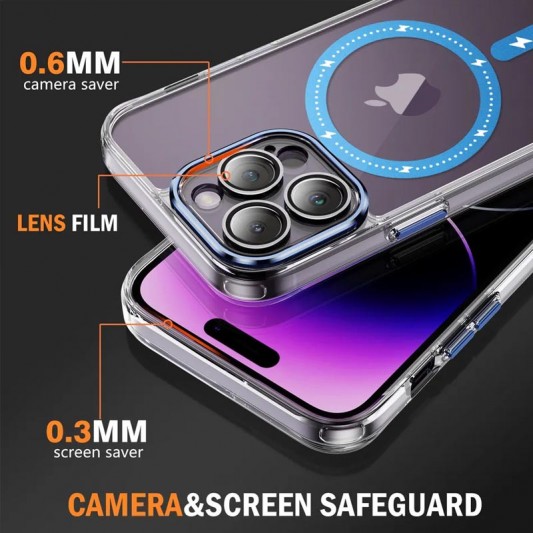 Чехол TPU+PC Colorful with MagSafe для Apple iPhone 13 Pro Max (6.7") Blue - изображение 5