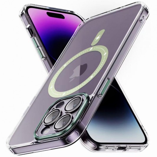 Чехол TPU+PC Colorful with MagSafe для Apple iPhone 13 Pro Max (6.7") Green - изображение 1