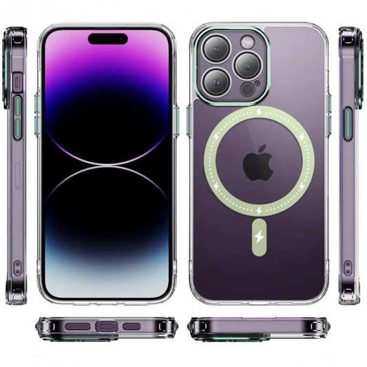 Чехол TPU+PC Colorful with MagSafe для Apple iPhone 13 Pro Max (6.7") Green - изображение 2