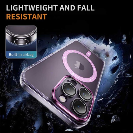 Чехол TPU+PC Colorful with MagSafe для Apple iPhone 13 Pro Max (6.7") Pink - изображение 5