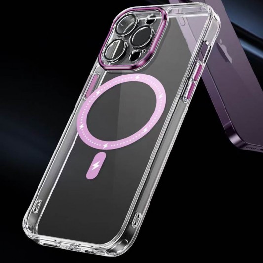 Чехол TPU+PC Colorful with MagSafe для Apple iPhone 13 Pro Max (6.7") Pink - изображение 6