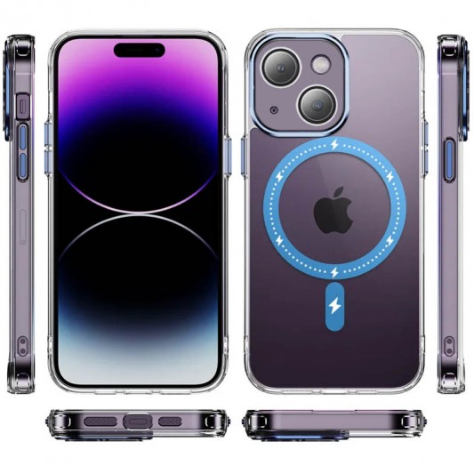 Чехол TPU+PC Colorful with MagSafe для Apple iPhone 14 (6.1") Blue - изображение 1