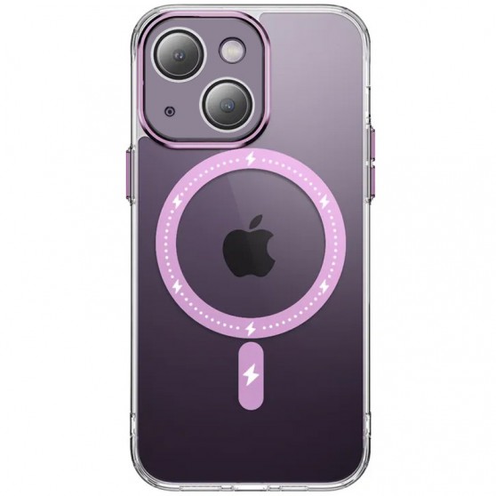 Чехол TPU+PC Colorful with MagSafe для Apple iPhone 14 (6.1") Pink