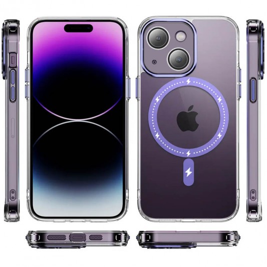 Чехол TPU+PC Colorful with MagSafe для Apple iPhone 14 (6.1") Purple - изображение 1