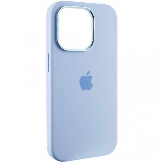 Чехол Silicone Case Metal Buttons (AA) для Apple iPhone 14 Pro Max (6.7") Голубой / Blue Fog
