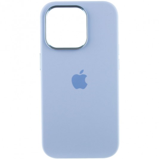 Чехол Silicone Case Metal Buttons (AA) для Apple iPhone 14 Pro Max (6.7") Голубой / Blue Fog - изображение 1