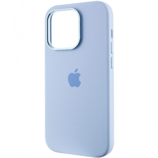 Чехол Silicone Case Metal Buttons (AA) для Apple iPhone 14 Pro Max (6.7") Голубой / Blue Fog - изображение 2