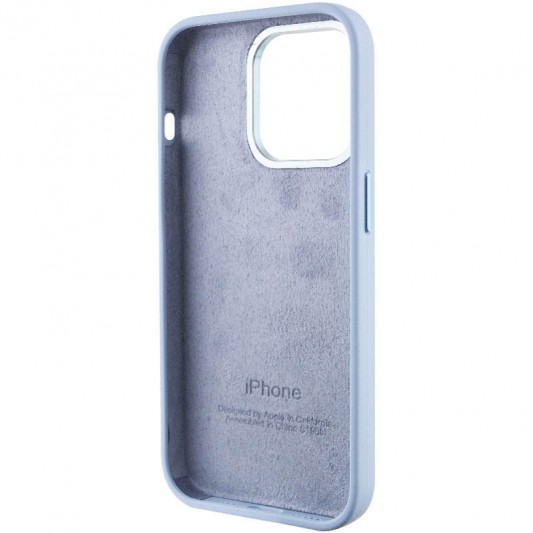 Чехол Silicone Case Metal Buttons (AA) для Apple iPhone 14 Pro Max (6.7") Голубой / Blue Fog - изображение 4