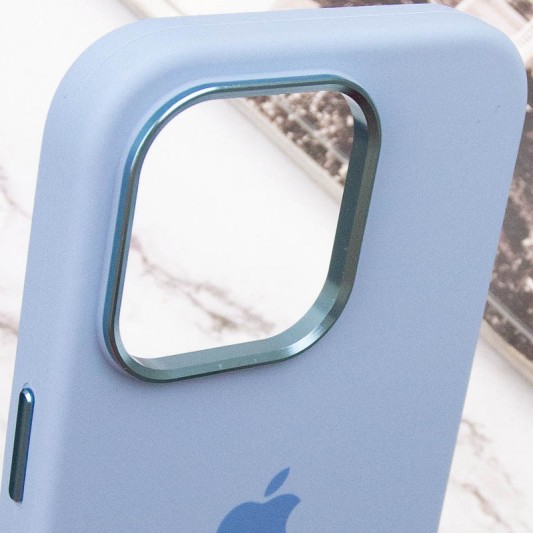 Чехол Silicone Case Metal Buttons (AA) для Apple iPhone 14 Pro Max (6.7") Голубой / Blue Fog - изображение 7