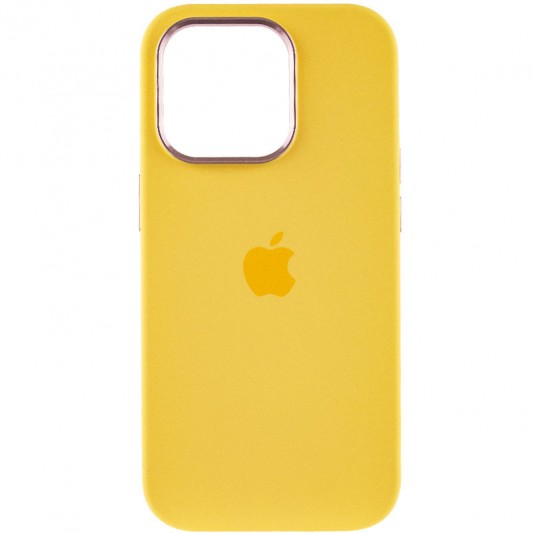 Чохол Silicone Case Metal Buttons (AA) для Apple iPhone 14 Pro Max (6.7") Жовтий / Sunglow - зображення 1 