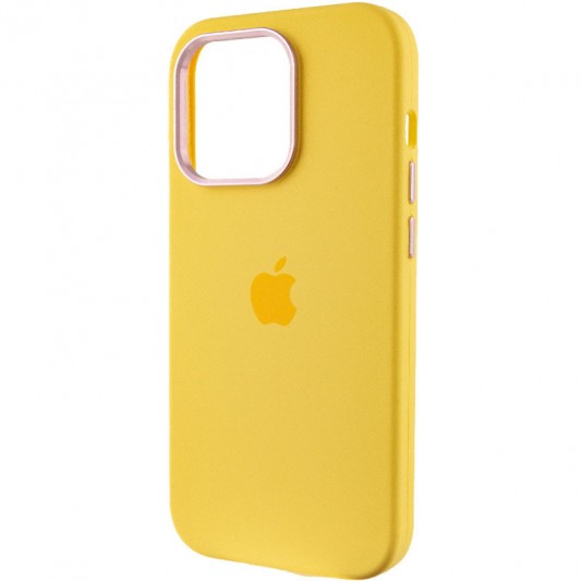 Чохол Silicone Case Metal Buttons (AA) для Apple iPhone 14 Pro Max (6.7") Жовтий / Sunglow - зображення 2 