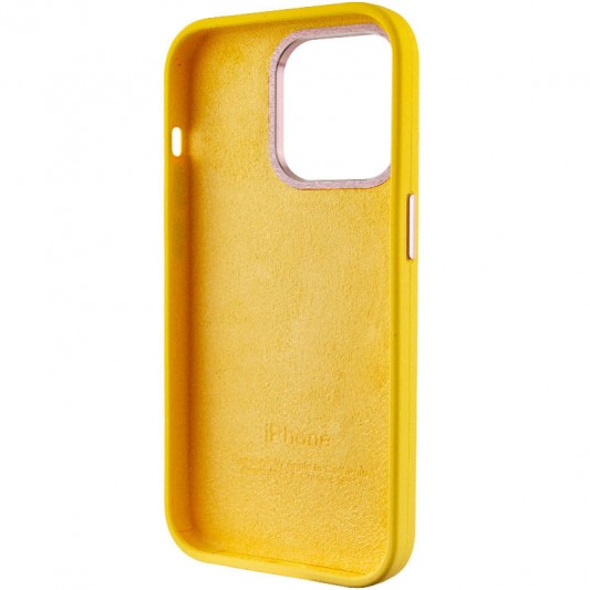 Чохол Silicone Case Metal Buttons (AA) для Apple iPhone 14 Pro Max (6.7") Жовтий / Sunglow - зображення 4 