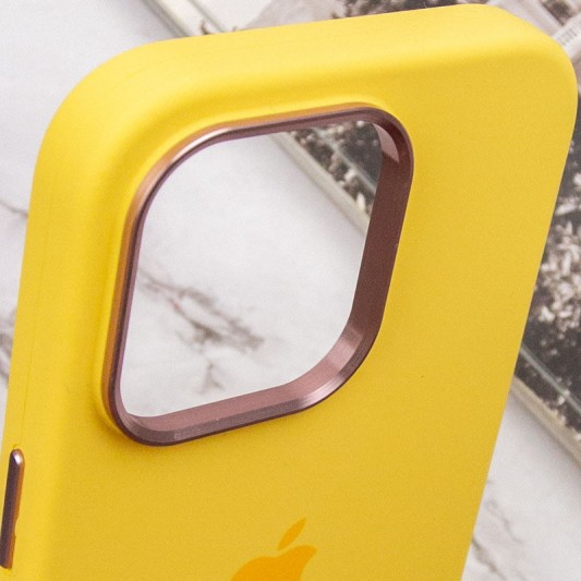 Чохол Silicone Case Metal Buttons (AA) для Apple iPhone 14 Pro Max (6.7") Жовтий / Sunglow - зображення 7 