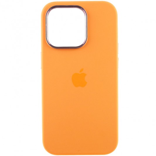 Чохол Silicone Case Metal Buttons (AA) для Apple iPhone 14 Pro Max (6.7") Помаранчевий / Marigold - зображення 1 