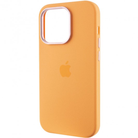 Чохол Silicone Case Metal Buttons (AA) для Apple iPhone 14 Pro Max (6.7") Помаранчевий / Marigold - зображення 2 