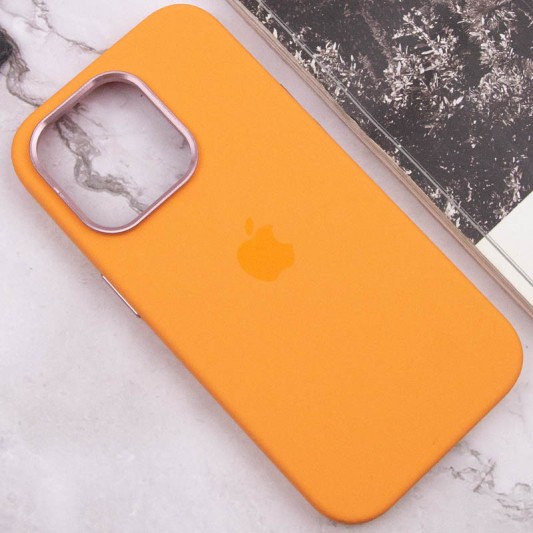Чохол Silicone Case Metal Buttons (AA) для Apple iPhone 14 Pro Max (6.7") Помаранчевий / Marigold - зображення 6 