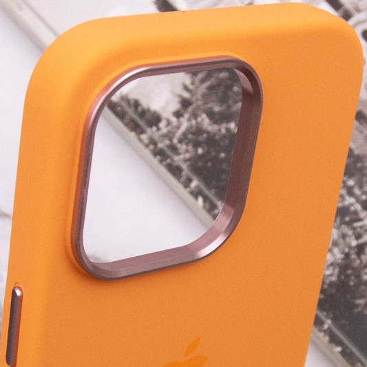 Чохол Silicone Case Metal Buttons (AA) для Apple iPhone 14 Pro Max (6.7") Помаранчевий / Marigold - зображення 7 
