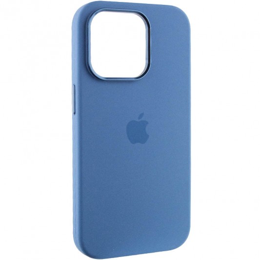 Чехол Silicone Case Metal Buttons (AA) для Apple iPhone 14 Pro Max (6.7") Синий / Blue Jay