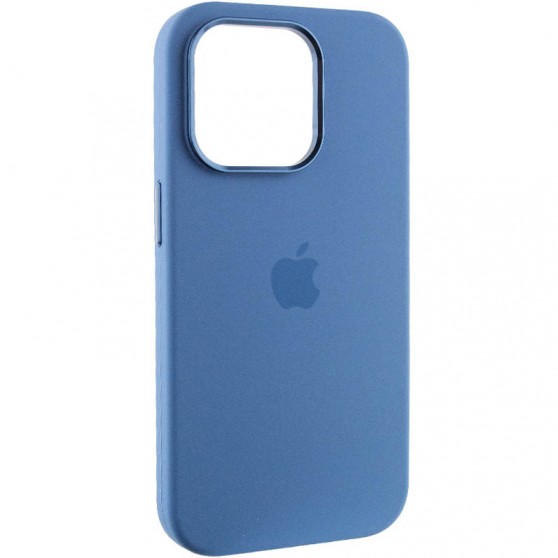 Чехол Silicone Case Metal Buttons (AA) для Apple iPhone 14 Pro Max (6.7") Синий / Blue Jay
