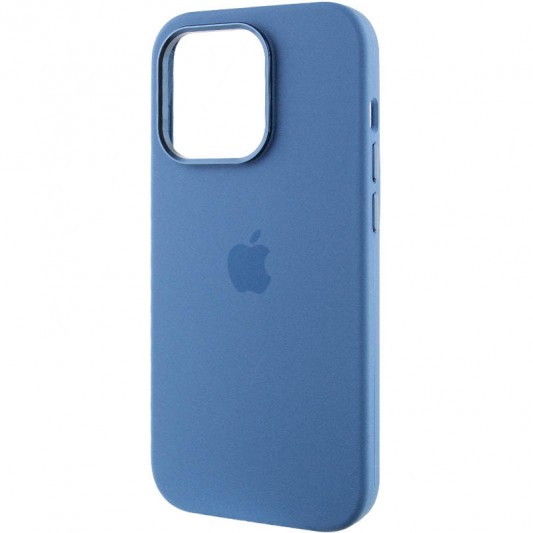 Чехол Silicone Case Metal Buttons (AA) для Apple iPhone 14 Pro Max (6.7") Синий / Blue Jay - изображение 2