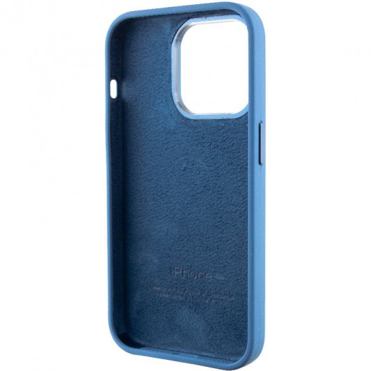 Чехол Silicone Case Metal Buttons (AA) для Apple iPhone 14 Pro Max (6.7") Синий / Blue Jay - изображение 4