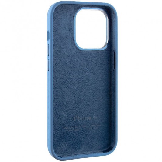 Чехол Silicone Case Metal Buttons (AA) для Apple iPhone 14 Pro Max (6.7") Синий / Blue Jay - изображение 5