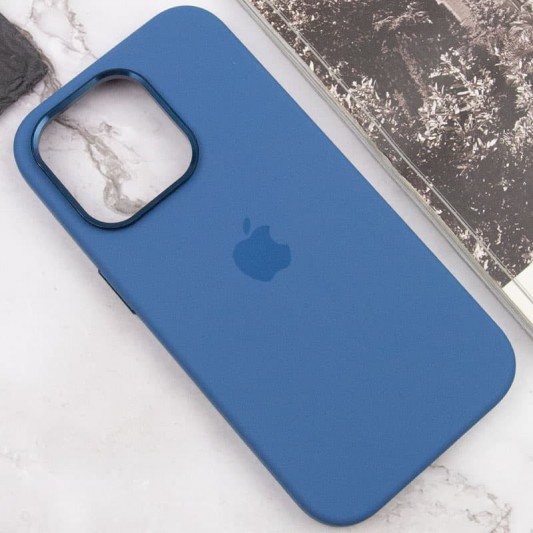 Чехол Silicone Case Metal Buttons (AA) для Apple iPhone 14 Pro Max (6.7") Синий / Blue Jay - изображение 6