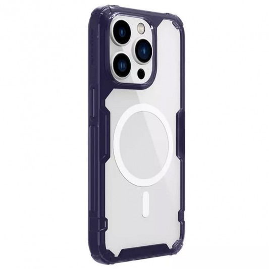 TPU чехол Nillkin Nature Pro Magnetic для Apple iPhone 14 Pro (6.1") Темно-фиолетовый (прозрачный) - изображение 3