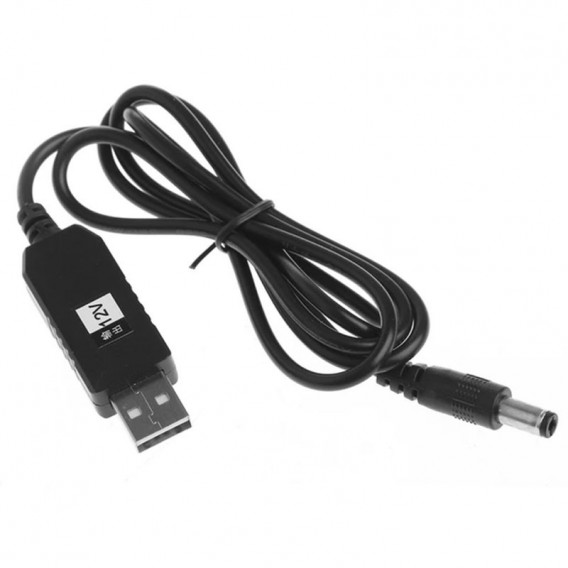 Кабель живлення для роутера/модему USB-DC 12V GEN 2 (з перетворювачем), Чорний