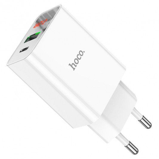 СЗУ Hoco C100A with digital display PD20W+QC3.0 (1USB-A/1C) White - изображение 4