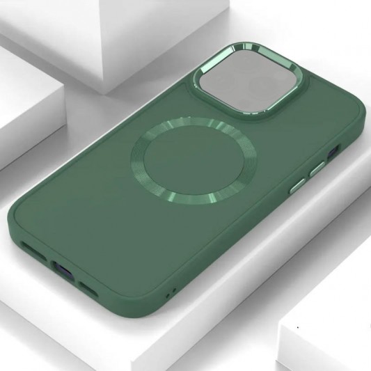 TPU чехол Bonbon Metal Style with MagSafe для Apple iPhone 11 (6.1"), Зеленый / Pine green - изображение 1