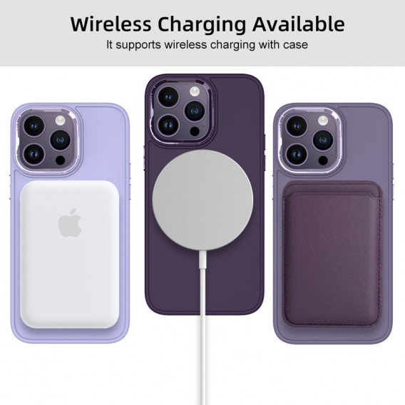 TPU чохол Bonbon Metal Style with MagSafe для Apple iPhone 13 Pro (6.1"), Фіолетовий / Dark Purple