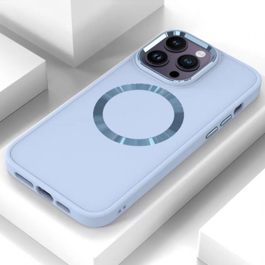 TPU чохол Bonbon Metal Style with MagSafe для Apple iPhone 13 Pro Max (6.7") Блакитний / Mist Blue - зображення 1 