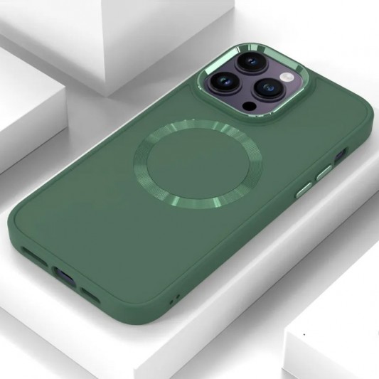 TPU чохол Bonbon Metal Style with MagSafe для Apple iPhone 13 Pro Max (6.7"), Зелений / Pine green - зображення 1 