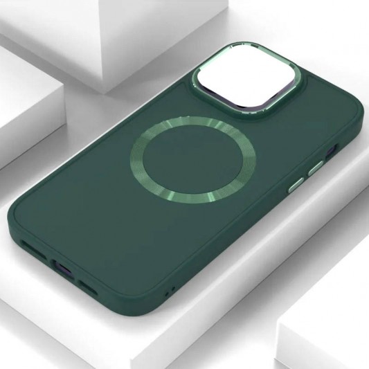 TPU чохол Bonbon Metal Style with MagSafe для Apple iPhone 14 (6.1"), Зелений / Army Green - зображення 1 