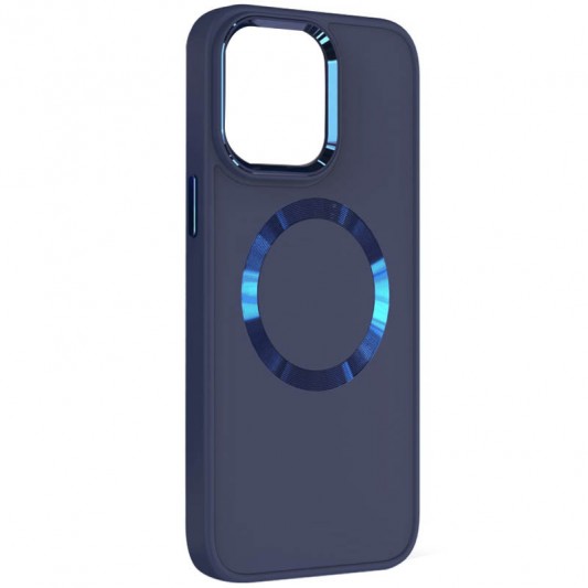 TPU чехол Bonbon Metal Style with MagSafe для Apple iPhone 14 (6.1") Синий / Cosmos Blue