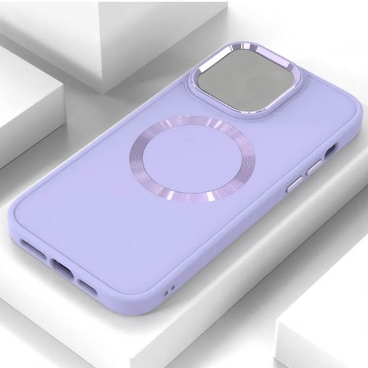 TPU чохол Bonbon Metal Style with MagSafe для Apple iPhone 14 (6.1"), Бузковий / Dasheen - зображення 1 