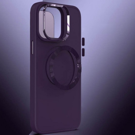 TPU чохол Bonbon Metal Style with MagSafe для Apple iPhone 14 (6.1") Фіолетовий / Dark Purple - зображення 1 