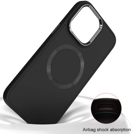 TPU чохол Bonbon Metal Style with MagSafe для Apple iPhone 14 (6.1"), Чорний / Black - зображення 1 