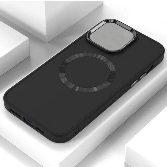 TPU чохол Bonbon Metal Style with MagSafe для Apple iPhone 14 (6.1"), Чорний / Black - зображення 2 
