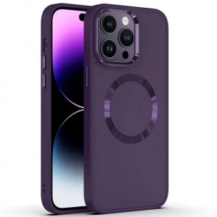 TPU чохол Bonbon Metal Style with MagSafe для Apple iPhone 14 Pro (6.1") Фіолетовий / Dark Purple