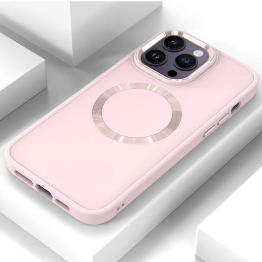 TPU чохол Bonbon Metal Style with MagSafe для Apple iPhone 14 Pro Max (6.7") Рожевий / Light Pink - зображення 1 